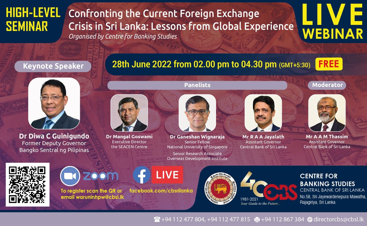 High Level Seminar on “Confronting the Current Foreign Exchange Crisis in Sri Lanka: Lessons from Global Experience”
